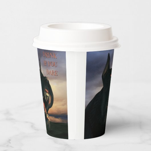 Drink If You Dare. Big, black dog Pappbecher (Rechts)