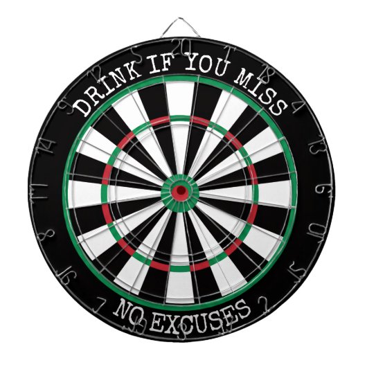 Drink If You Miss – No Excuses Dartboard Dartscheibe (vorne)