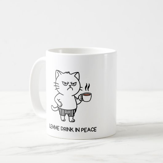 Drink in Peace Introvert Coffee Grumpy Cat Tasse (Vorderseite Links)