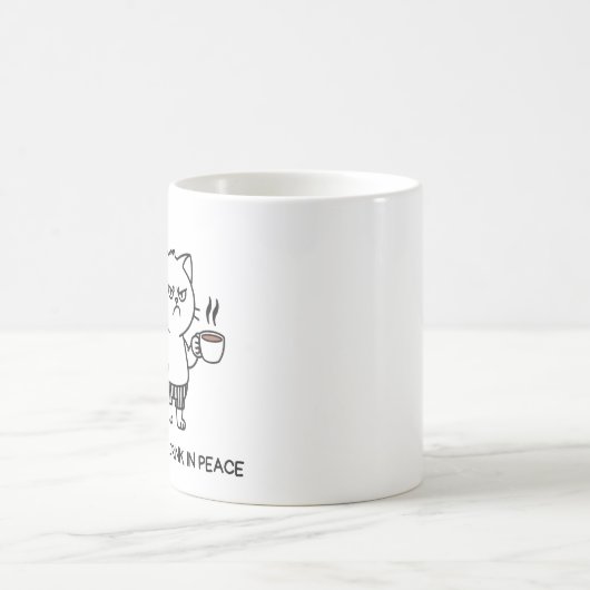Drink in Peace Introvert Coffee Grumpy Cat Tasse (Mittel)