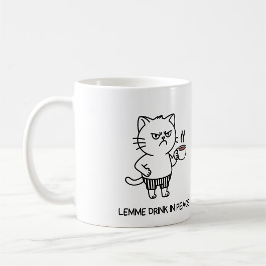 Drink in Peace Introvert Coffee Grumpy Cat Tasse (Links)