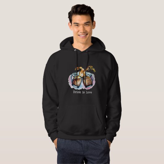 Drink ist Liebe glücklich Bier Day National Drink Hoodie (Vorne ganz)