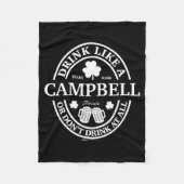 Drink Like A Campbell Shamrock St Patricks Day  Fleecedecke (Vorderseite)