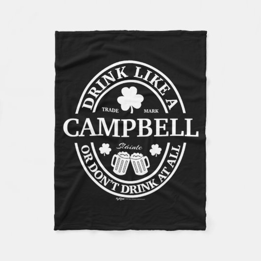 Drink Like A Campbell Shamrock St Patricks Day Fleecedecke (Vorderseite)