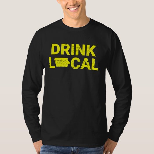 Drink Local Iowa Yellow T-Shirt (Vorderseite)