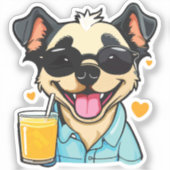 drink-loving dog aufkleber (Vorderseite)
