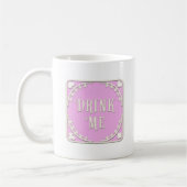 "Drink Me" Abenteuer im Wunderland Rosa Emblem Kaffeetasse (Links)
