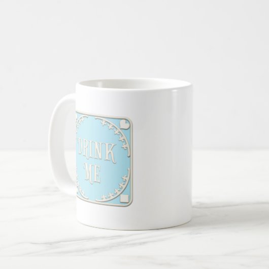 "Drink Me" Abenteuer in Wunderland Grünes Emblem C Kaffeetasse (Vorderseite Links)