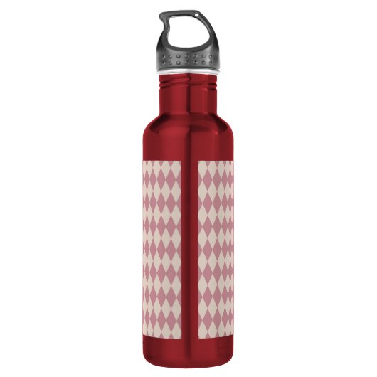 Drink Me Alice im Wunderland Green Mauve Checkered Edelstahlflasche (Rückseite)