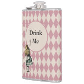 Drink Me Alice im Wunderland Green Mauve Checkered Flachmann (Links)