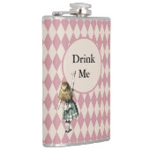 Drink Me Alice im Wunderland Green Mauve Checkered Flachmann (Rechts)