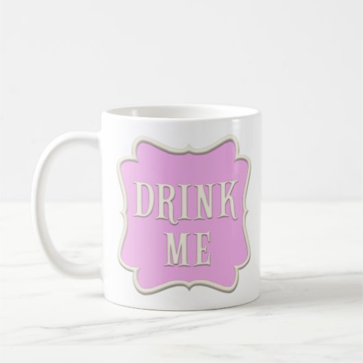 "Drink Me" Märchengebäck Party Pastel Pink Kaffeetasse (Links)