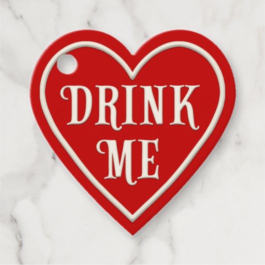 "Drink Me" Personalisierter Valentinstag Rotes Her Geschenkanhänger (Vorderseite)