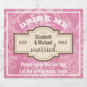 DRINK ME Pink Gin Celebrations Wedding Flasche Ges Alkoholflaschenetikett (Einzelnes Label)