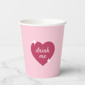 Drink Me Pink Retro Galentines Day Party  Pappbecher (Rückseite)
