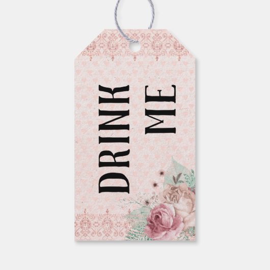 "Drink Me" Pinselstrich und Minze Alice im Wunderl Geschenkanhänger (Rückseite)