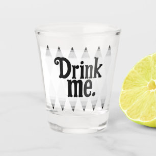 DRINK ME Schwarz-weiß Harlequin Diamond Raute Shot Schnapsglas