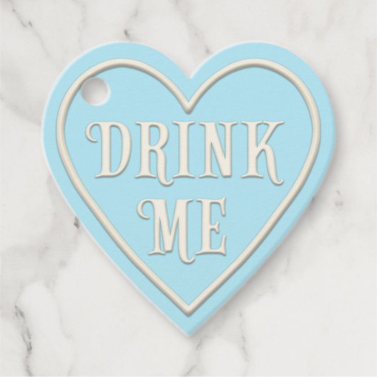 "Drink Me" Tee Party Blue Heart Personalisiert Geschenkanhänger (Vorderseite)