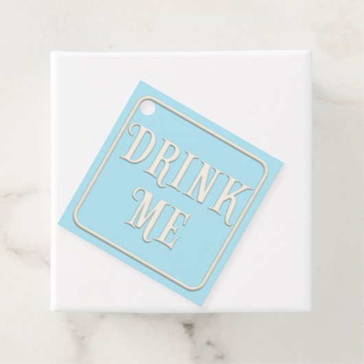 "Drink Me" Viktorianisch Tee Party Blue Square Cus Geschenkanhänger (Beispiel)