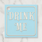 "Drink Me" Viktorianisch Tee Party Blue Square Cus Geschenkanhänger (Vorderseite)