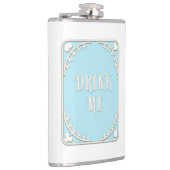 "Drink Me" Whimsical Viktorianisch Filigree Blue Flachmann (Rechts)