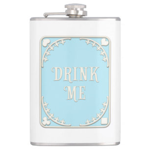 "Drink Me" Whimsical Viktorianisch Filigree Blue Flachmann