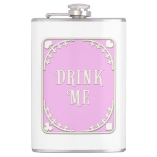 "Drink Me" Whimsical Viktorianisch Filigree Pink Flachmann
