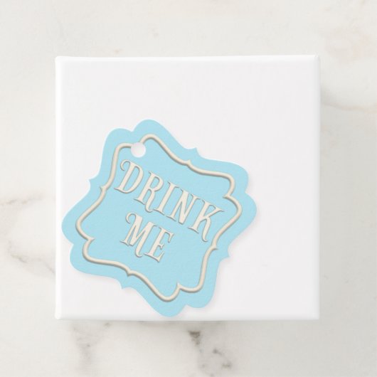 "Drink Me" Wunderland Tee Party Blau Personalisier Geschenkanhänger (Beispiel)