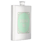 "Drink Me" Wunderland Tee Party Grünes Emblem Flachmann (Rechts)