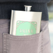 "Drink Me" Wunderland Tee Party Grünes Emblem Flachmann (Beispiel)