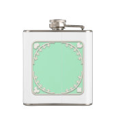 "Drink Me" Wunderland Tee Party Grünes Emblem Flachmann (Rückseite)