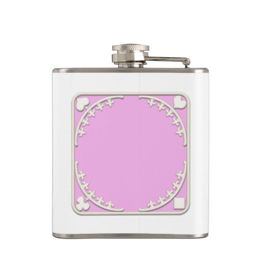 "Drink Me" Wunderland Tee Party Mauve Pink Emblem Flachmann (Rückseite)