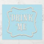 "Drink Me" Wunderland Tee Party Pastel Blue Alkoholflaschenetikett (Einzelnes Label)