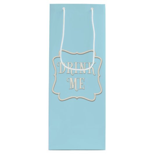 "Drink Me" Wunderland Tee Party Pastel Blue Geschenktüte Für Weinflaschen (Vorderseite)