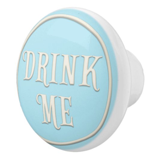 "Drink Me" Wunderland Tee Party Pastel Blue Keramikknauf (Rechts)