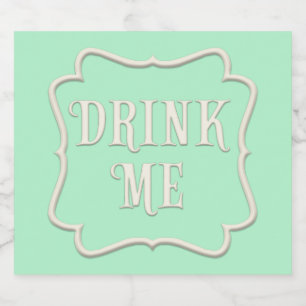 "Drink Me" Wunderland Tee Party Pastel Green Alkoholflaschenetikett