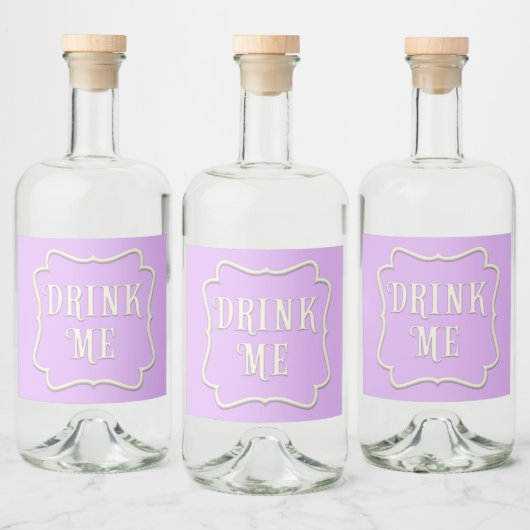 "Drink Me" Wunderland Tee Party Pastel Lila Alkoholflaschenetikett (Flaschen)