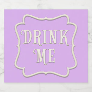 "Drink Me" Wunderland Tee Party Pastel Lila Alkoholflaschenetikett
