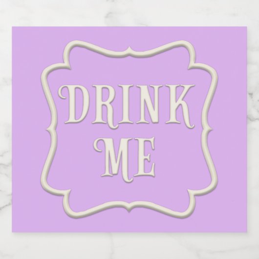 "Drink Me" Wunderland Tee Party Pastel Lila Alkoholflaschenetikett (Einzelnes Label)