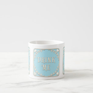 "Drink Me" Wunderland Tee Party Pastellblau Emblem Espressotasse