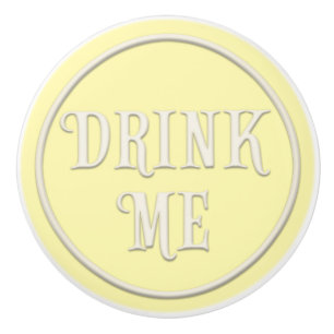 "Drink Me" Wunderland Tee Party Pastellgelb Keramikknauf