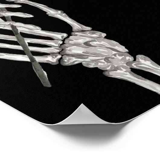 Drink Menü Wasserfarbe Skelett Rose Gotische Hochz Poster (Ecke)