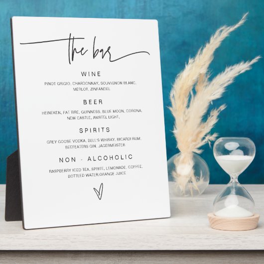 Drink Menu Wedding Bar Sign Empfang Plaque G400 Fotoplatte (Seite)