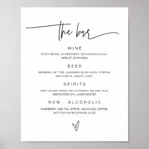 Drink Menu Wedding Bar Sign Empfang Poster G400