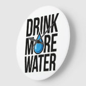 DRINK MORE WATER with a blue drop icon Große Wanduhr (Winkel)