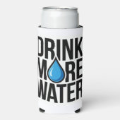 DRINK MORE WATER with a blue drop icon Selters Dosenkühler (Seltzer Vorderseite)