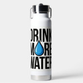 DRINK MORE WATER with a blue drop icon Trinkflasche (Vorderseite)