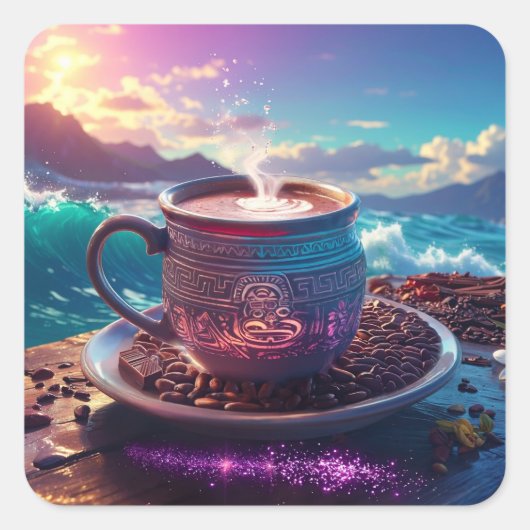 DRINK OF THE GODS - COCOA QUADRATISCHER AUFKLEBER (Vorderseite)