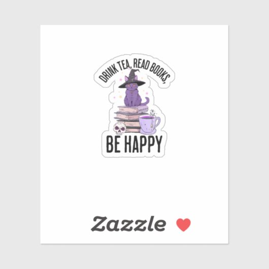 Drink Read Books Whimsigoth Halloween Design Aufkleber (Blatt)