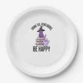 Drink Read Books Whimsigoth Halloween Design Pappteller (Vorderseite)